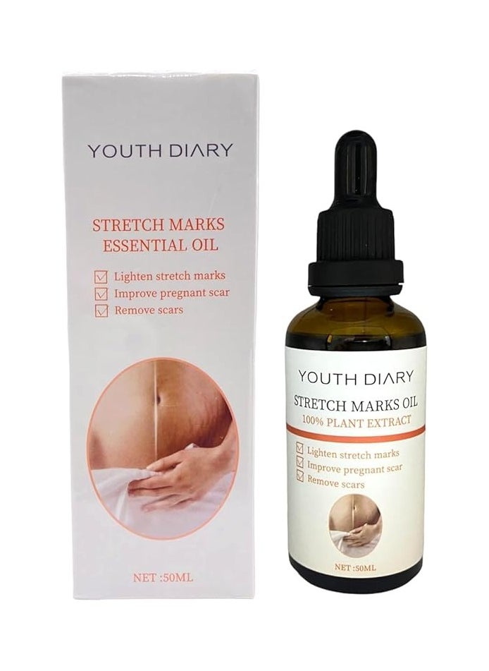 يوث دايري - زيت عطري مزيل لعلامات التمدد من يوث دايري - مستخلص نباتي نقي طبيعي 100% 50 مل - تحسين مظهر الندبات وعلامات التمدد ولون البشرة - Image 1