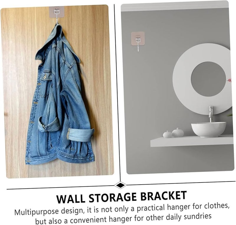 2 Pack Self Adhesive Heavy Duty Hooks Transparent No Drill Wall Hangers for Clothes Coats Hats Accessories - Image 3