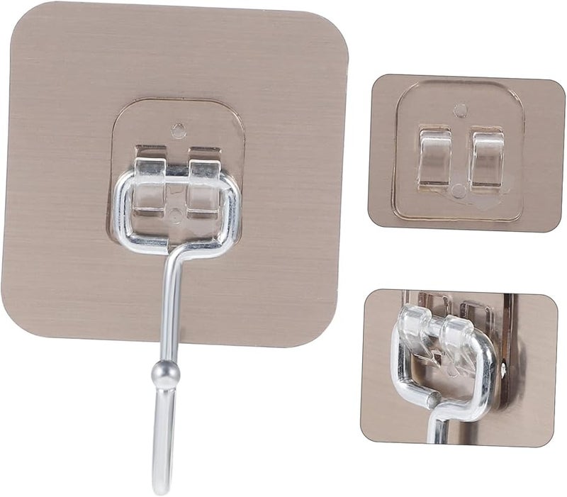 2 Pack Self Adhesive Heavy Duty Hooks Transparent No Drill Wall Hangers for Clothes Coats Hats Accessories - Image 4