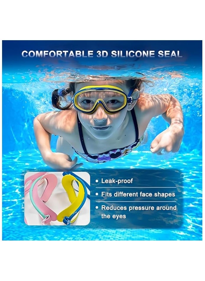 Generic Swimming Goggles for Kids 3-14 - 2 Pack, Anti-Fog Waterproof UV Protection Lenses - 180°Wide View Kids Sports Swim Goggles with Silicone Earplugs, Adjustable Strap,Flexible Nose Bridge Design  - Image 4