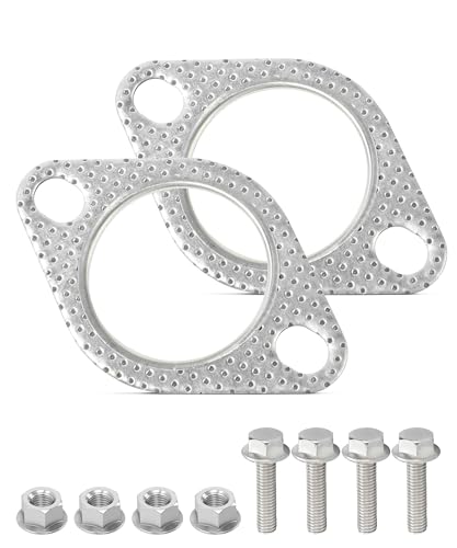 SCUARI 2PCS Exhaust GasketCar Accessories Exhaust Flange GasketMuffler GasketCatalytic Converter GasketExhaust Flange Repair Kit with Bolt NutFit for CarTruckReplace 120063100002 25inch - Image 1