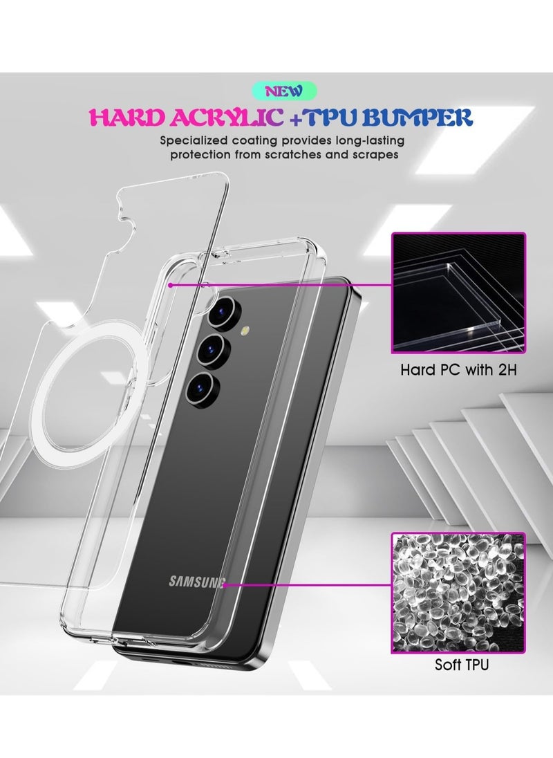 Case - for Samsung Galaxy S24 Plus Clear Case Compatible with MagSafe, Crystal Clear Slim Fit Thin TPU Bumper Hard PC Back Phone Cover for Galaxy S24 Plus 6.7inch(Clear) - Image 1