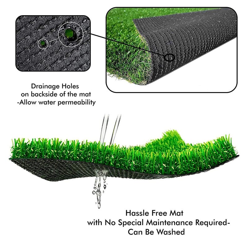 TIB 35 MM High Density Artificial Grass Carpet | Artificial Grass Mat for Balcony, Garden, Lawn - Green Grass Carpet for Balcony, (2 X 3 Feet) - Image 2
