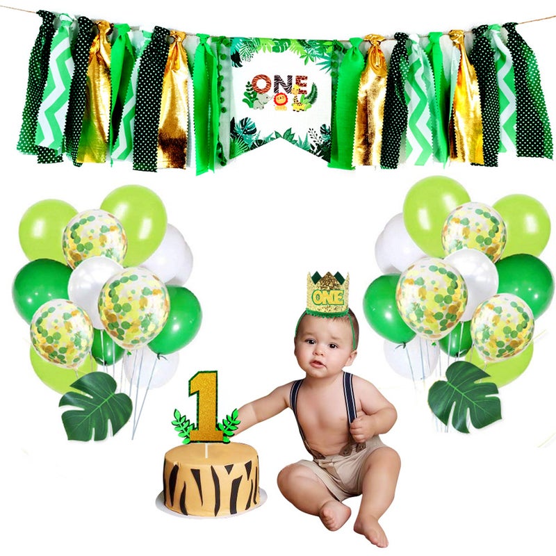 1 Set of 3pcs Jungle Decor One-year-old Birthday Pull Flags Jungle Animal Birthday Party Banner Cartoon Printing Hanging Banners Animal Themed Pull Flags Cloth Brithday Party Decor for Home Store Use - Image 4