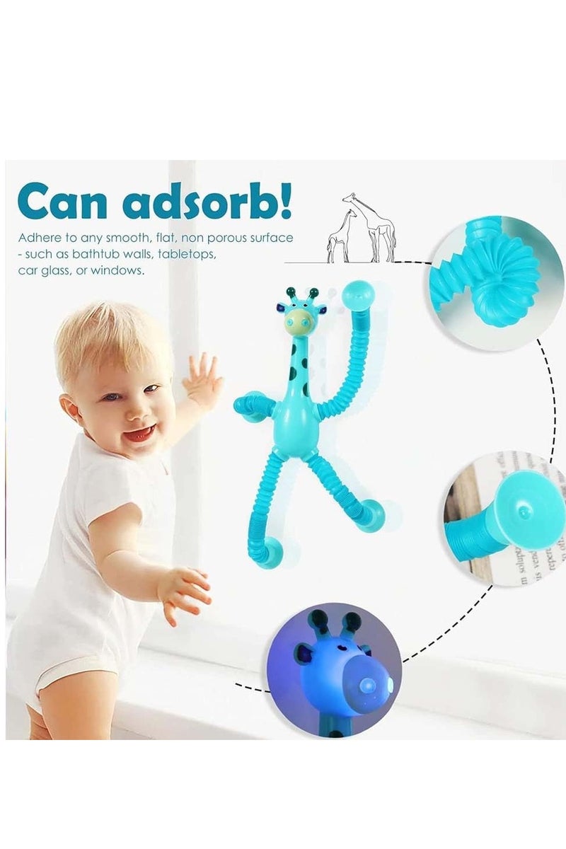 4 Pieces Telescopic Suction Cup Giraffe Toy for Girls Boys，pop tubes travel giraffe toys for toddlers - Image 3