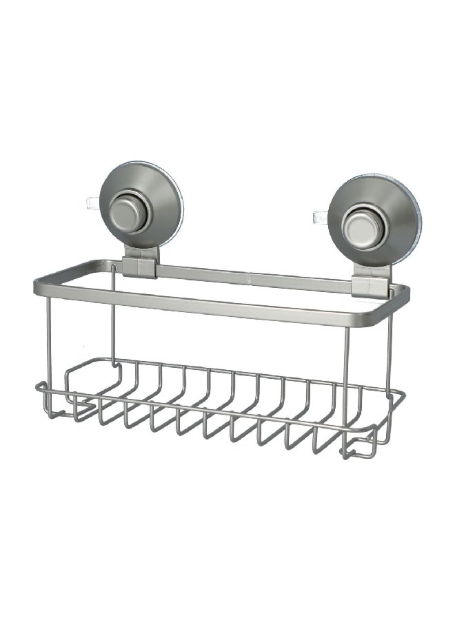 InterDesign Everett Push-to-Lock Shower Basket with Suction Silver 3.63 x 4.53 x 9.1 Inch 23545ES - Image 3