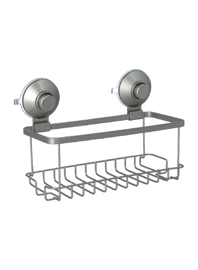 InterDesign Everett Push-to-Lock Shower Basket with Suction Silver 3.63 x 4.53 x 9.1 Inch 23545ES - Image 4