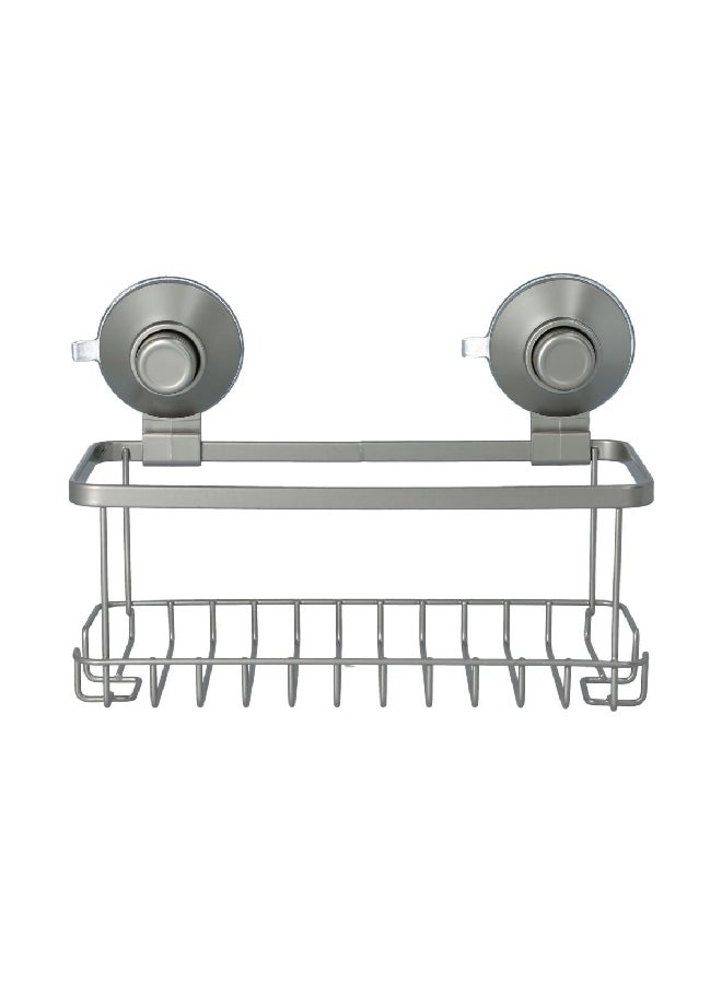 InterDesign Everett Push-to-Lock Shower Basket with Suction Silver 3.63 x 4.53 x 9.1 Inch 23545ES - Image 2