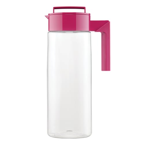 Takeya Airtight Pitcher - Everyday-Use for Iced Tea & More - Clear with Lid - Lightweight Kitchen Essential - Spill-Proof & Durable Kitchenware - 2 Quart, Raspberry - Image 2
