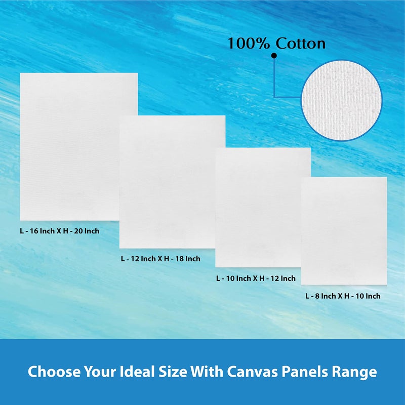Eduway® Canvas Board for Painting- (8x10) | Premium Quality 7Oz Pre-Primed Cotton Canvas Board for Artists & Beginners | Ideal for Acrylic, Oil, Gouache, Pastels Colors (Pack of 4) (20x25 cms). - Image 4