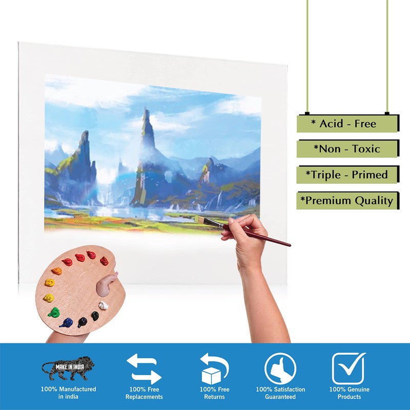 Eduway® Canvas Board for Painting- (8x10) | Premium Quality 7Oz Pre-Primed Cotton Canvas Board for Artists & Beginners | Ideal for Acrylic, Oil, Gouache, Pastels Colors (Pack of 4) (20x25 cms). - Image 3