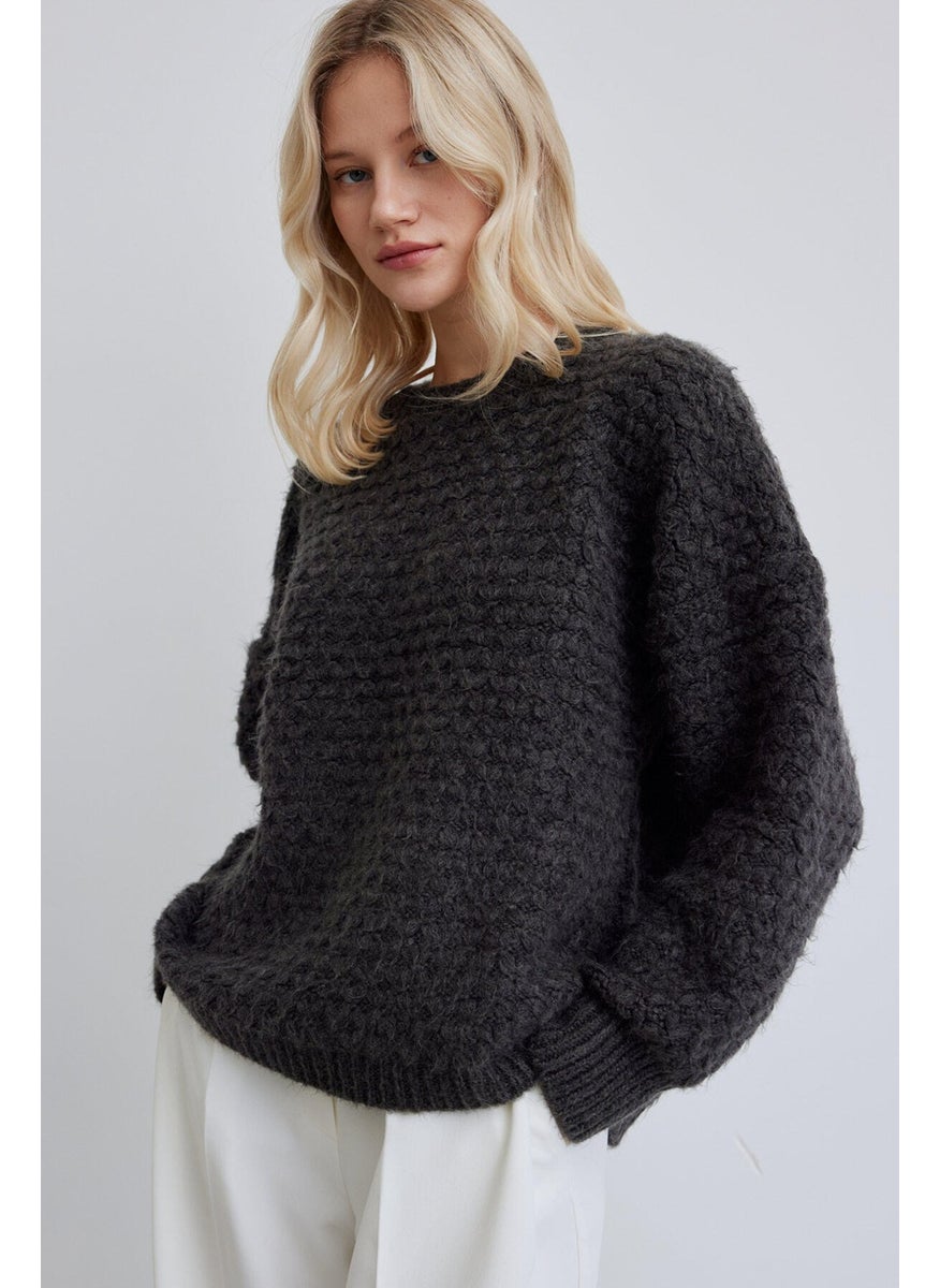 Manuka Patterned Knitted Sweater Anthracite  - Image 1