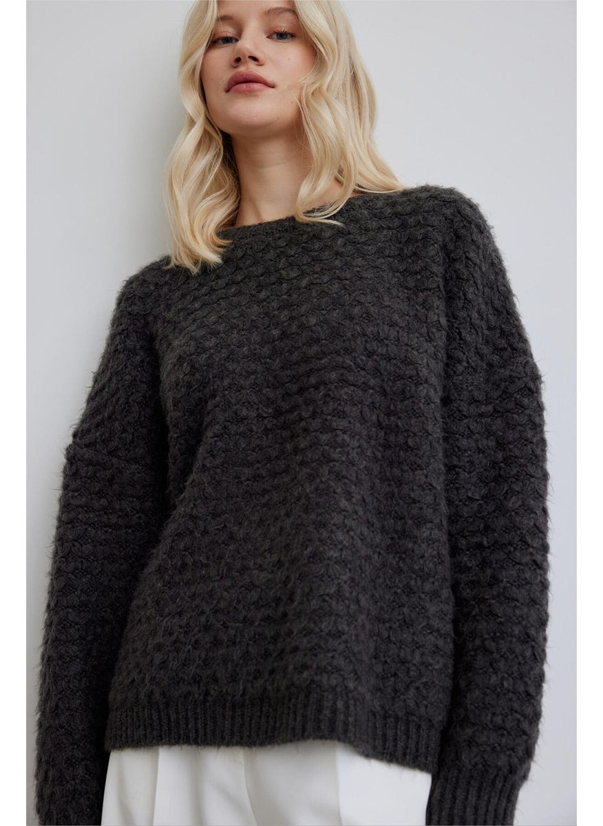 Manuka Patterned Knitted Sweater Anthracite  - Image 5