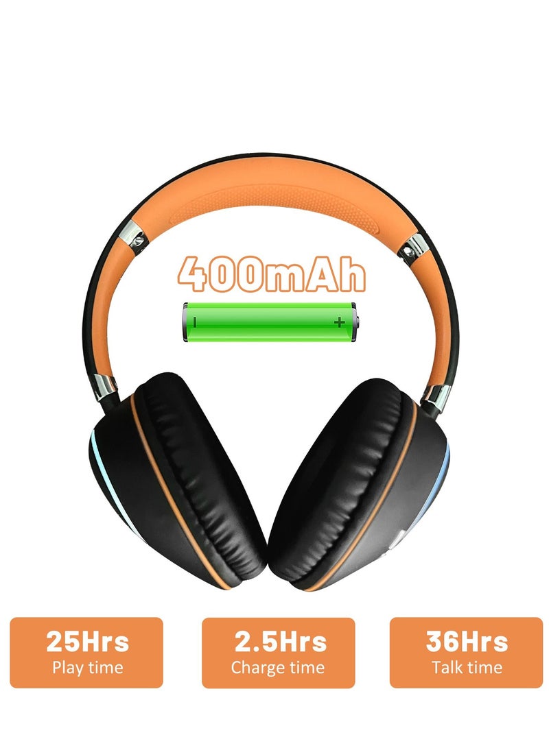GULFLINK 400mah Bluetooth Wireless Headphones for Teens Adults Orange - Image 3