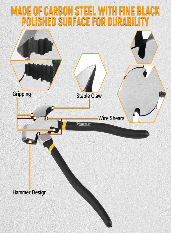 Hoteche 10.5 Inch Fencing Pliers Cr-V Steel Multi-Purpose Fence Tool Heavy Duty Hammerhead Pliers - Image 3