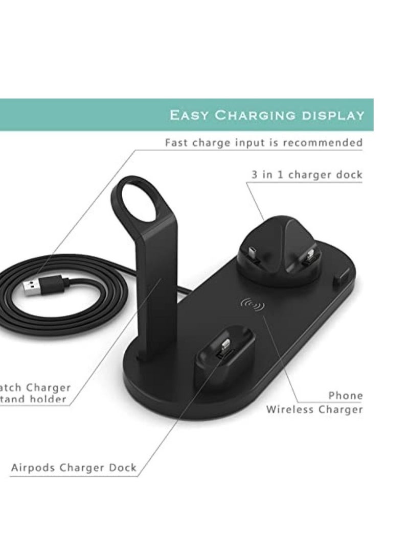 3-in-1 Rotatable Wireless Charging Dock – For iPhone, Android Micro USB & Type-C Phones (Black)  - Image 3