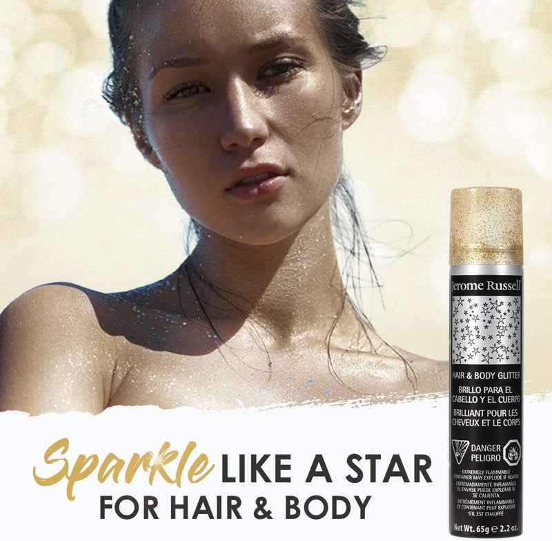 Jerome Russell Gold Hair and Body Glitter Spray, 2.2 Fluid Ounce - Image 2