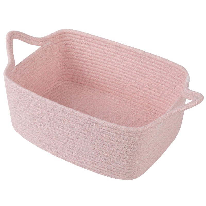 Oiahomy Cute Woven Basket With Gift Bags And Ribbons  Gift Basket Empty For Baby Showers Birthday  Nursery Bin With Handles For Baby Room Living Room  Pet Toy Bins For Toy Organizer - Mixed Pink - Image 1