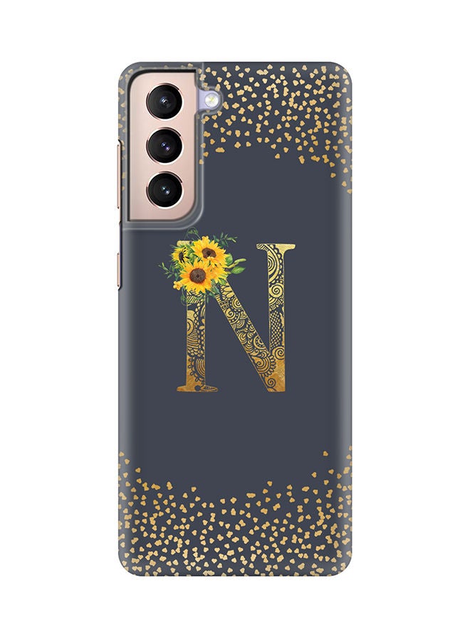 Stylizedd Monogram Slim Cover for Samsung Galaxy S21 Plus 5G Case Custom Initials Letter Floral Pattern Snap Series Mobile Cover Matte Alphabet  - N (Grey) - Image 1