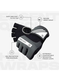 Sanabul  Gel Hand Wraps for Boxing Gloves | MMA Muay Thai Kick Boxing Quick Wraps for Men & Women | Inner Boxing Hand Wrap for Gloves | Padded Knuckle Wrist Wrap (Charcoal Grey/White)  - Image 4