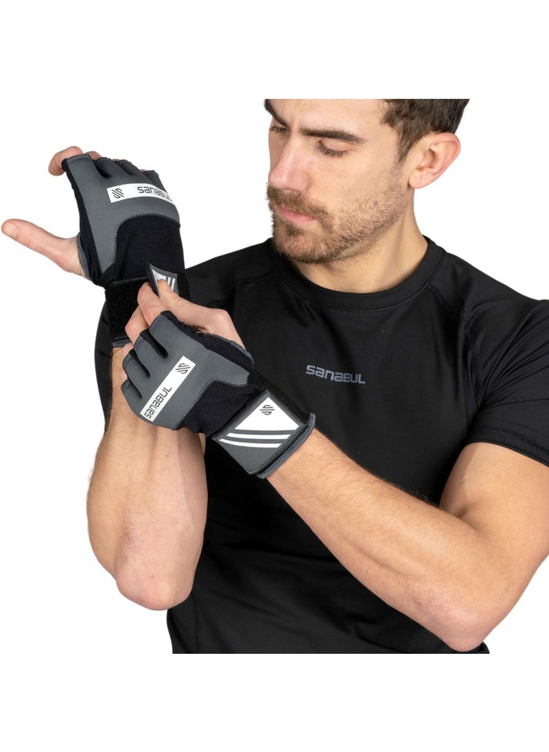 Sanabul  - Gel Hand Wraps for Boxing Gloves | MMA Muay Thai Kick Boxing Quick Wraps for Men & Women | Inner Boxing Hand Wrap for Gloves | Padded Knuckle Wrist Wrap (Charcoal Grey/White) - Image 1