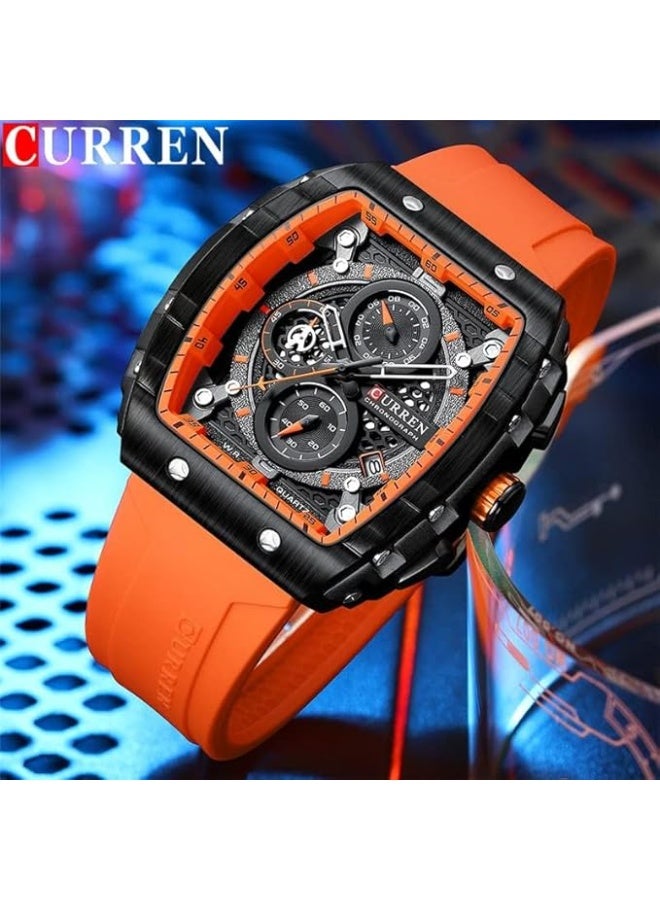 CURREN Men's waterproof chronograph watch with silicone strap - Image 2