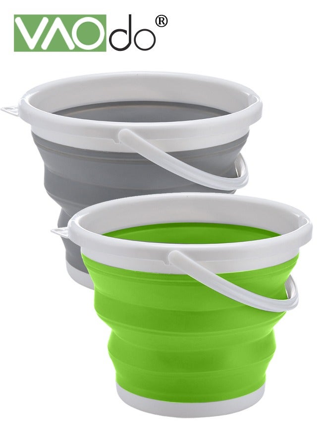 فاو دو عبوتان من دلو بلاستيكي قابل للطي بسعة 2.6 جالون (10 لتر) لكل منهما، حوض دائري محمول قابل للطي مع مقبض لتنظيف المنزل، وعاء مياه خارجي موفر للمساحة للحديقة أو التخييم، دلو ماء محمول لصيد الأسماك - Image 1
