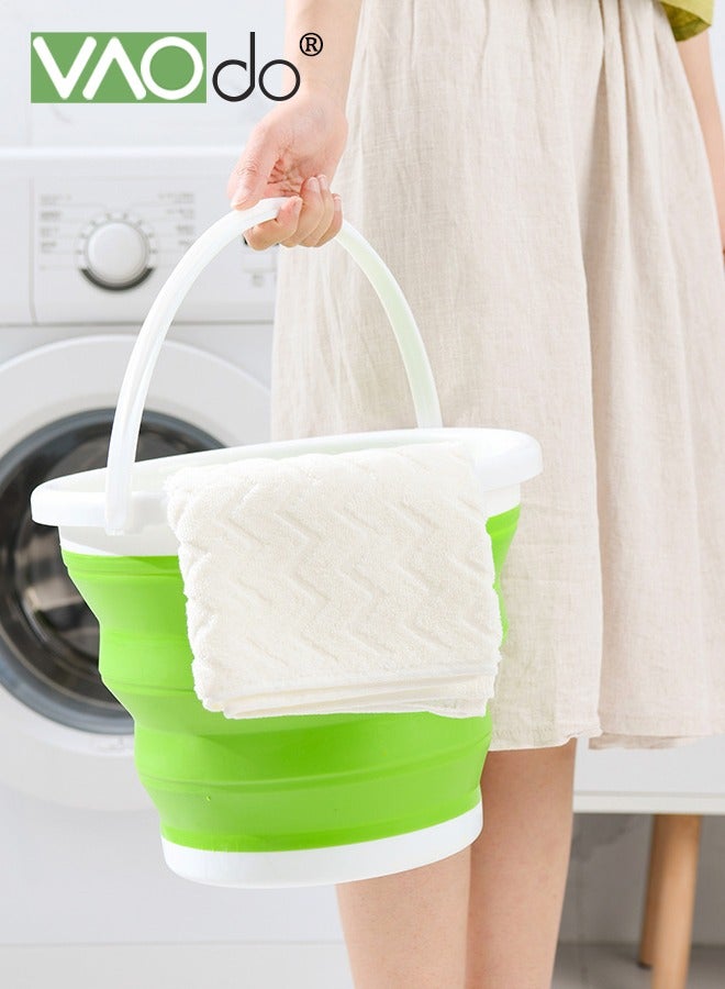 فاو دو عبوتان من دلو بلاستيكي قابل للطي بسعة 2.6 جالون (10 لتر) لكل منهما، حوض دائري محمول قابل للطي مع مقبض لتنظيف المنزل، وعاء مياه خارجي موفر للمساحة للحديقة أو التخييم، دلو ماء محمول لصيد الأسماك - Image 2