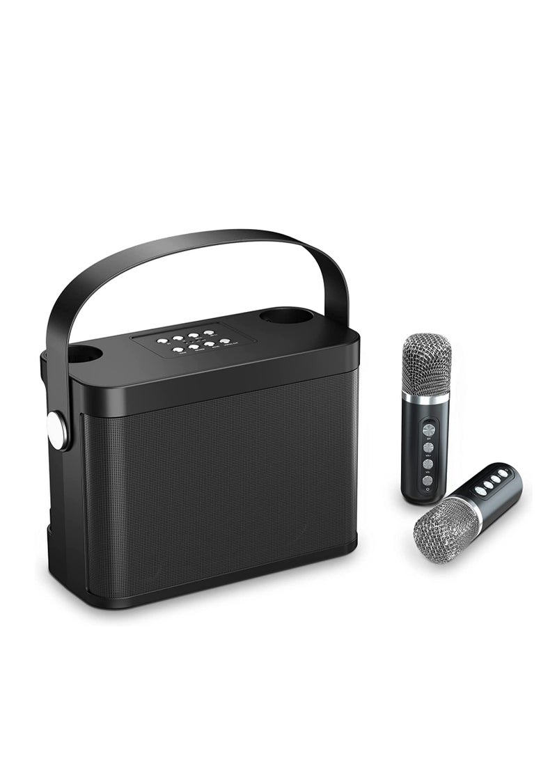 Hihonor - Bluetooth Speaker with 2 Wireless Microphones, 2024 Upgraded PA Speaker System, Singing Machine with Echo and Vocal Cut, Support TF, AUX-in, Suitable for Party, Conference, Wedding (Black) - Image 1