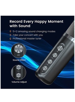 Hihonor Bluetooth Speaker with 2 Wireless Microphones, 2024 Upgraded PA Speaker System, Singing Machine with Echo and Vocal Cut, Support TF, AUX-in, Suitable for Party, Conference, Wedding (Black)  - Image 4