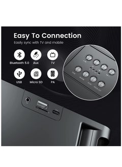 Hihonor Bluetooth Speaker with 2 Wireless Microphones, 2024 Upgraded PA Speaker System, Singing Machine with Echo and Vocal Cut, Support TF, AUX-in, Suitable for Party, Conference, Wedding (Black)  - Image 5