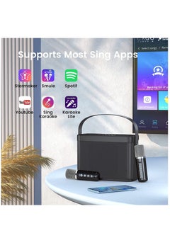 Hihonor Bluetooth Speaker with 2 Wireless Microphones, 2024 Upgraded PA Speaker System, Singing Machine with Echo and Vocal Cut, Support TF, AUX-in, Suitable for Party, Conference, Wedding (Black)  - Image 3