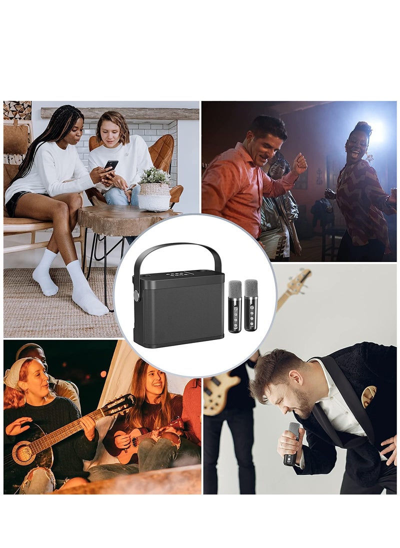 Hihonor - Bluetooth Speaker with 2 Wireless Microphones, 2024 Upgraded PA Speaker System, Singing Machine with Echo and Vocal Cut, Support TF, AUX-in, Suitable for Party, Conference, Wedding (Black) - Image 1
