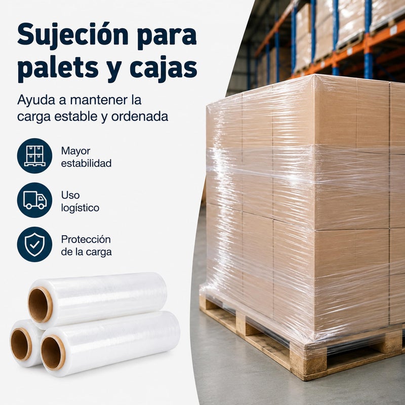 various Transparent Film for Plastic Packaging 50 cm x 200 m, 23 Microns, Industrial Stretch Resistance, Transparent Adhesion, Wrap for Moving, Pallets. (Roll 3, Transparent Film) - Image 5