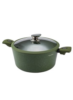 PERFECT KITCHEN 7pc Cookware Set Die Cast Granite Coated With Silicomn Led And RemovableHandles Green - 3 Casserole ( 24CM, 16CM, 28CM And FryPan 28CM) With 3 Lids  - Image 2
