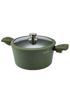 PERFECT KITCHEN 7pc Cookware Set Die Cast Granite Coated With Silicomn Led And RemovableHandles Green - 3 Casserole ( 24CM, 16CM, 28CM And FryPan 28CM) With 3 Lids  - Image 3