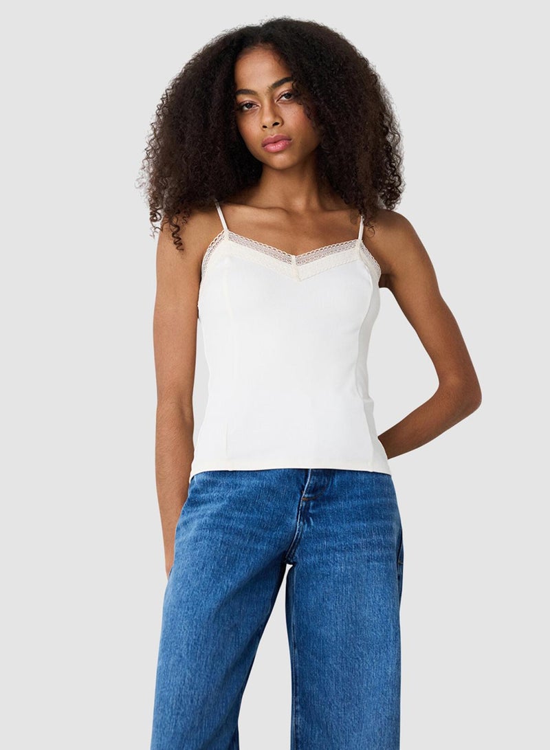 Penti Beige V-Neck Lace Slim Fit Camisole - Image 2