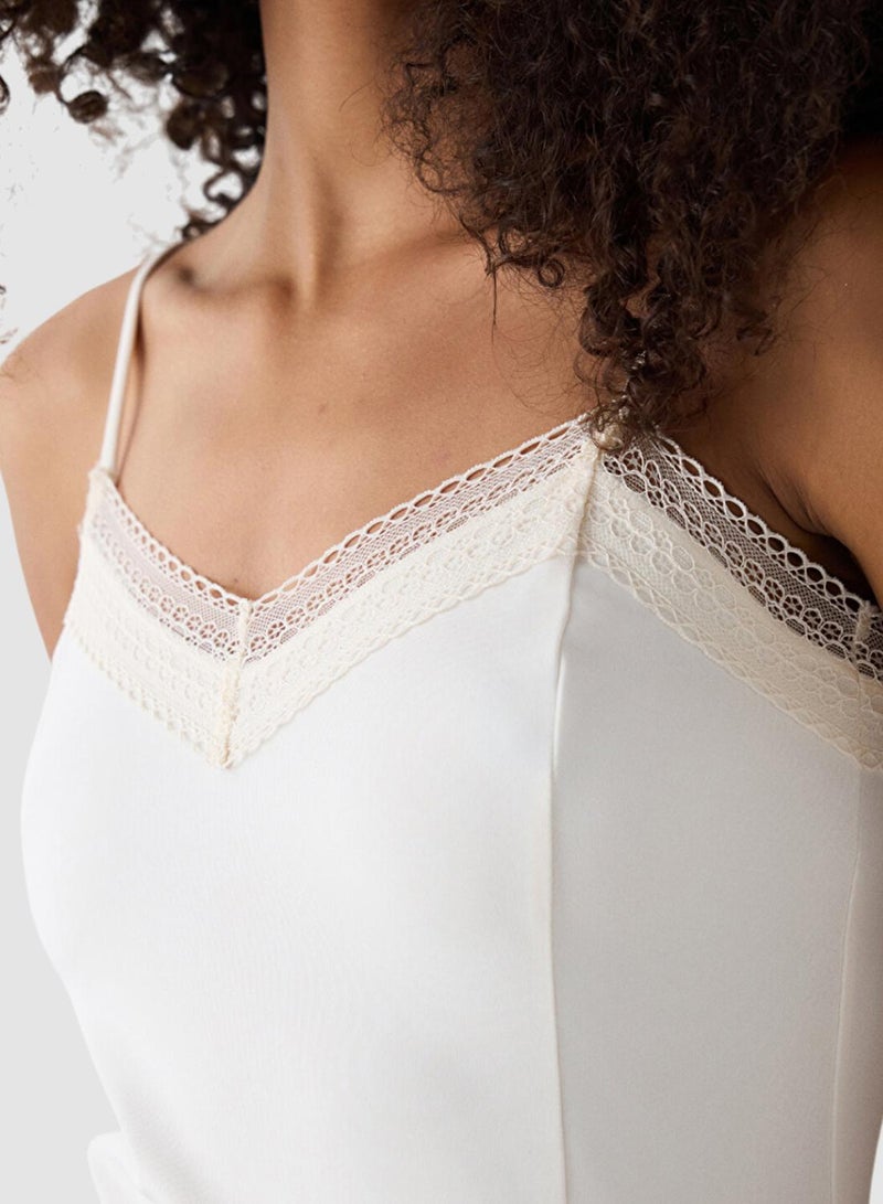 Penti Beige V-Neck Lace Slim Fit Camisole - Image 4