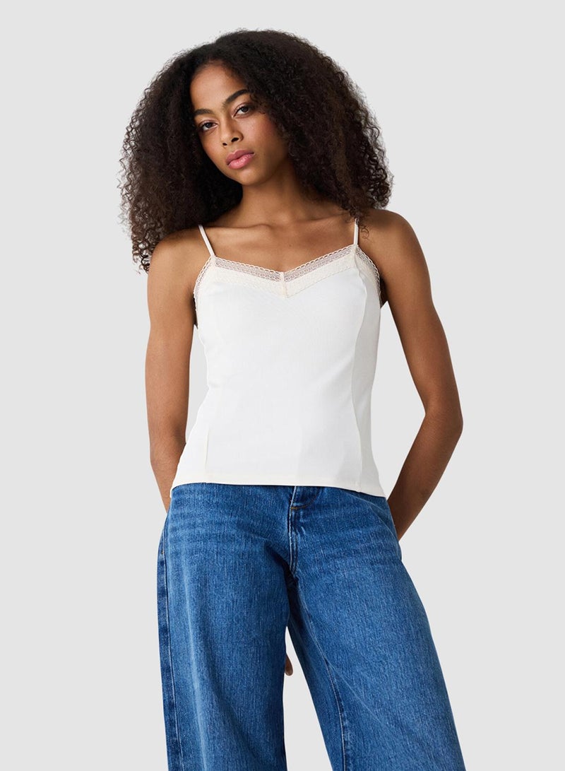 Penti Beige V-Neck Lace Slim Fit Camisole - Image 1