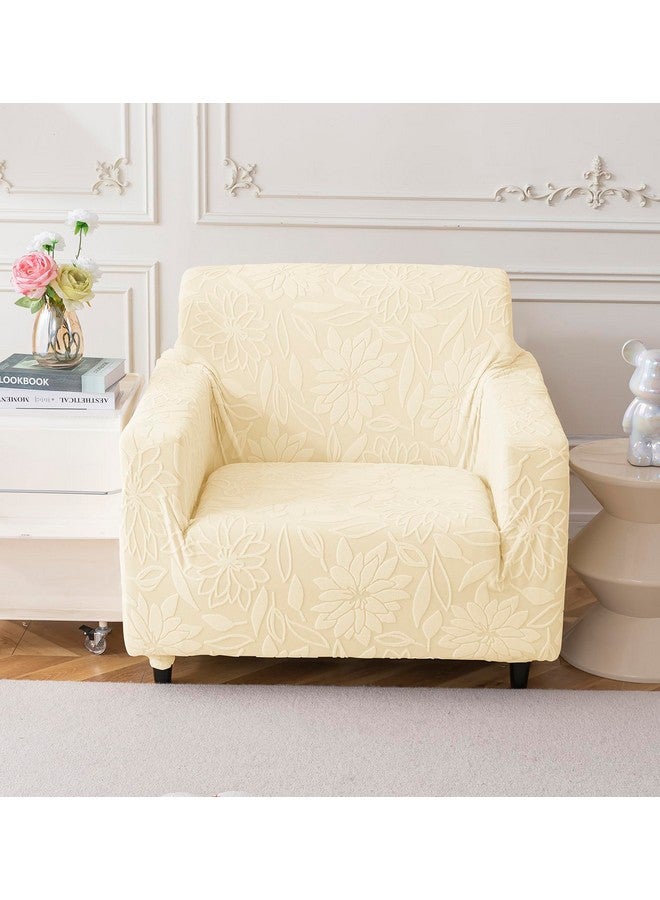 House of Quirk Universal Jacquard Waterproof Camellia Fabric Sofa Cover Soft Touching Cover for Couch Flexible Stretch Sofa Slipcover (One Seater, Beige) - Image 2