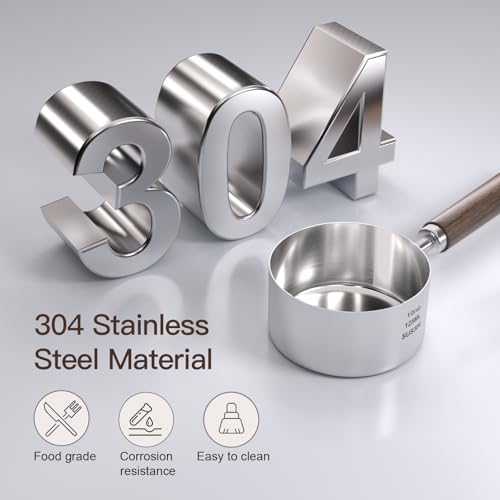 FAFAFLYER Dog-Cat Food Scoop Measuring-Cup - 1/2 Cup (4 Oz),304 stainless steels,Black walnut long handle… - Image 2