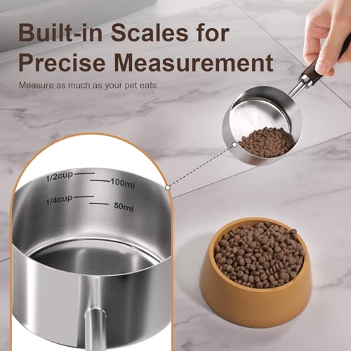 FAFAFLYER Dog-Cat Food Scoop Measuring-Cup - 1/2 Cup (4 Oz),304 stainless steels,Black walnut long handle… - Image 3
