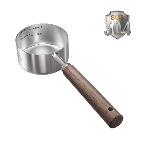 FAFAFLYER Dog-Cat Food Scoop Measuring-Cup - 1/2 Cup (4 Oz),304 stainless steels,Black walnut long handle… - Image 1