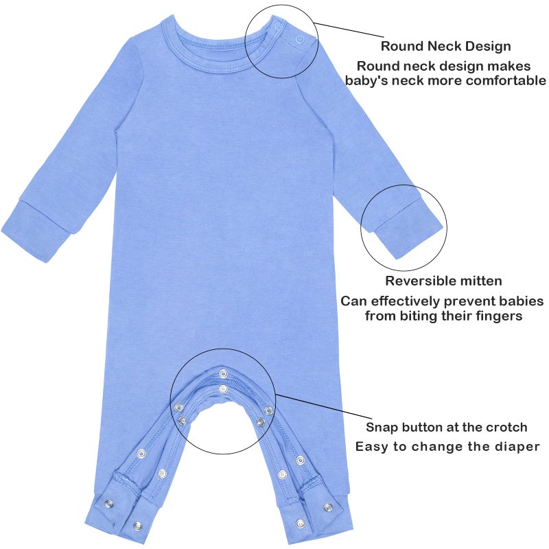 GUISBY Baby Long Sleeve Pajamas, Soft Footless with Snap Closure Romper 3 Piece Sets 6-12 Months - Image 3