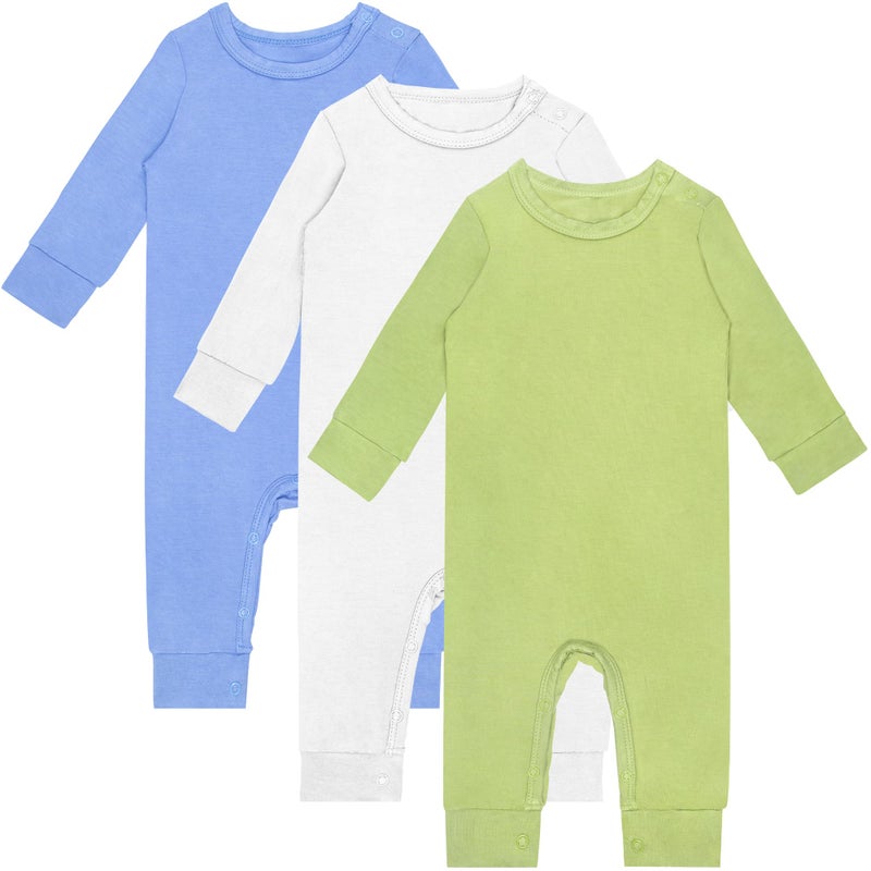 GUISBY Baby Long Sleeve Pajamas, Soft Footless with Snap Closure Romper 3 Piece Sets 6-12 Months - Image 1