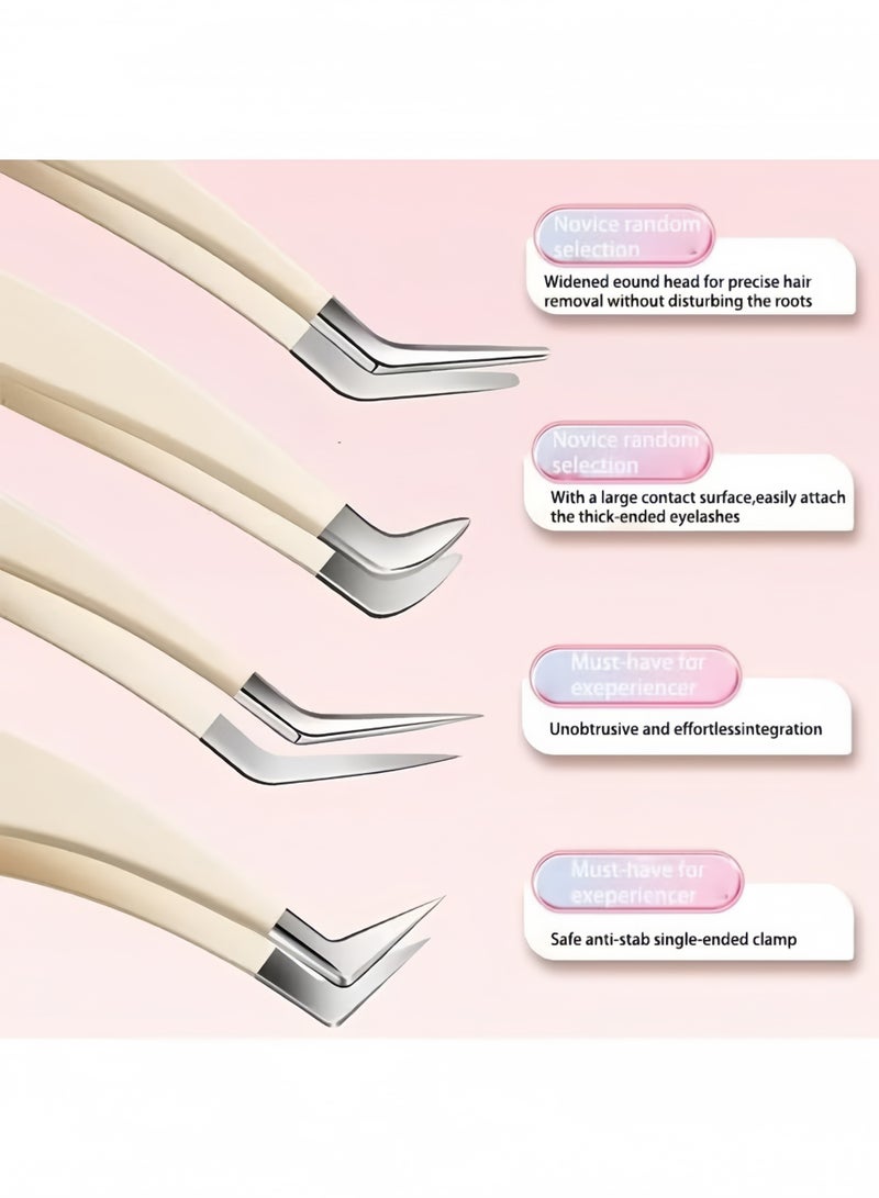 Set of 4 Straight Lash Tweezers for Eyelash Extensions - Pointed Tweezers, Anti-Rust, Stainless Steel Isolation Lash Supplies - Image 3