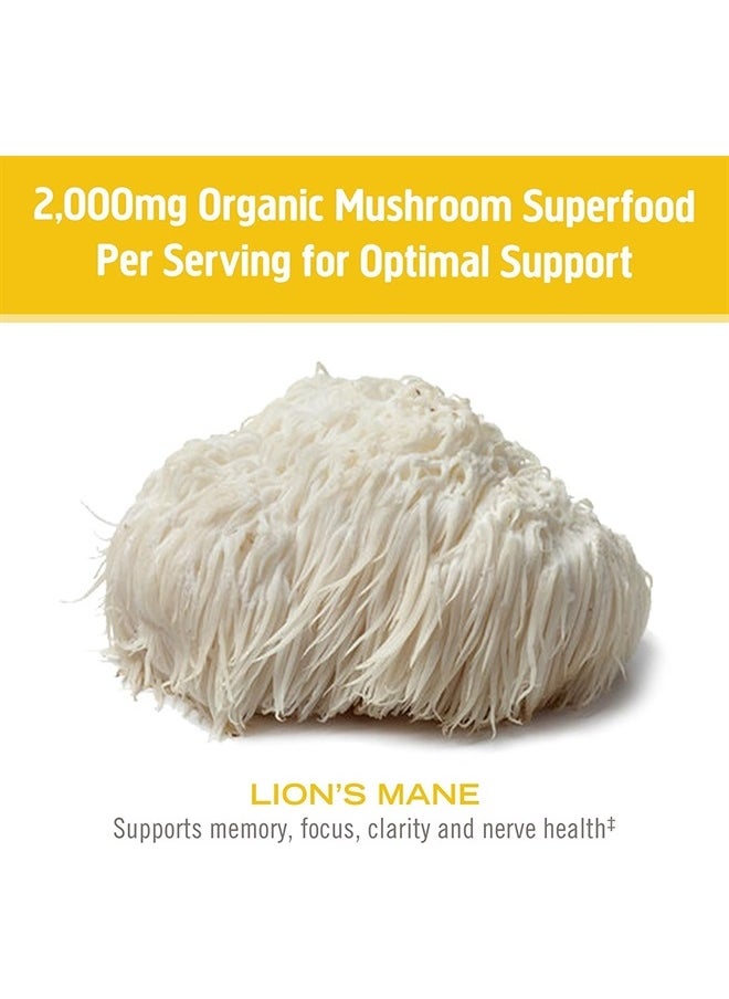 Om Mushroom Superfood - Lion's Mane Mushroom Capsules Superfood Supplement, 180 Count, 60 Days, Fruit Body and Mycelium Nootropic for Memory Support, Focus, Clarity, Nerve Health, Creativity and Mood - Image 1