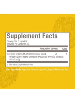 Om Mushroom Superfood Lion's Mane Mushroom Capsules Superfood Supplement, 180 Count, 60 Days, Fruit Body and Mycelium Nootropic for Memory Support, Focus, Clarity, Nerve Health, Creativity and Mood  - Image 4