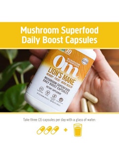 Om Mushroom Superfood Lion's Mane Mushroom Capsules Superfood Supplement, 180 Count, 60 Days, Fruit Body and Mycelium Nootropic for Memory Support, Focus, Clarity, Nerve Health, Creativity and Mood  - Image 5
