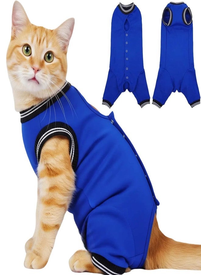 T'CHAQUE Cat Clothes Surgery Recovery Suit for Female Male, Cat Onesie Pet Surgical Pajamas Hind Legs Long Sleeve, Abdominal Wound Skin Diseases, E-Collar Alternative, Spay Recovery Suit, RoyalBlue-XL - Image 1